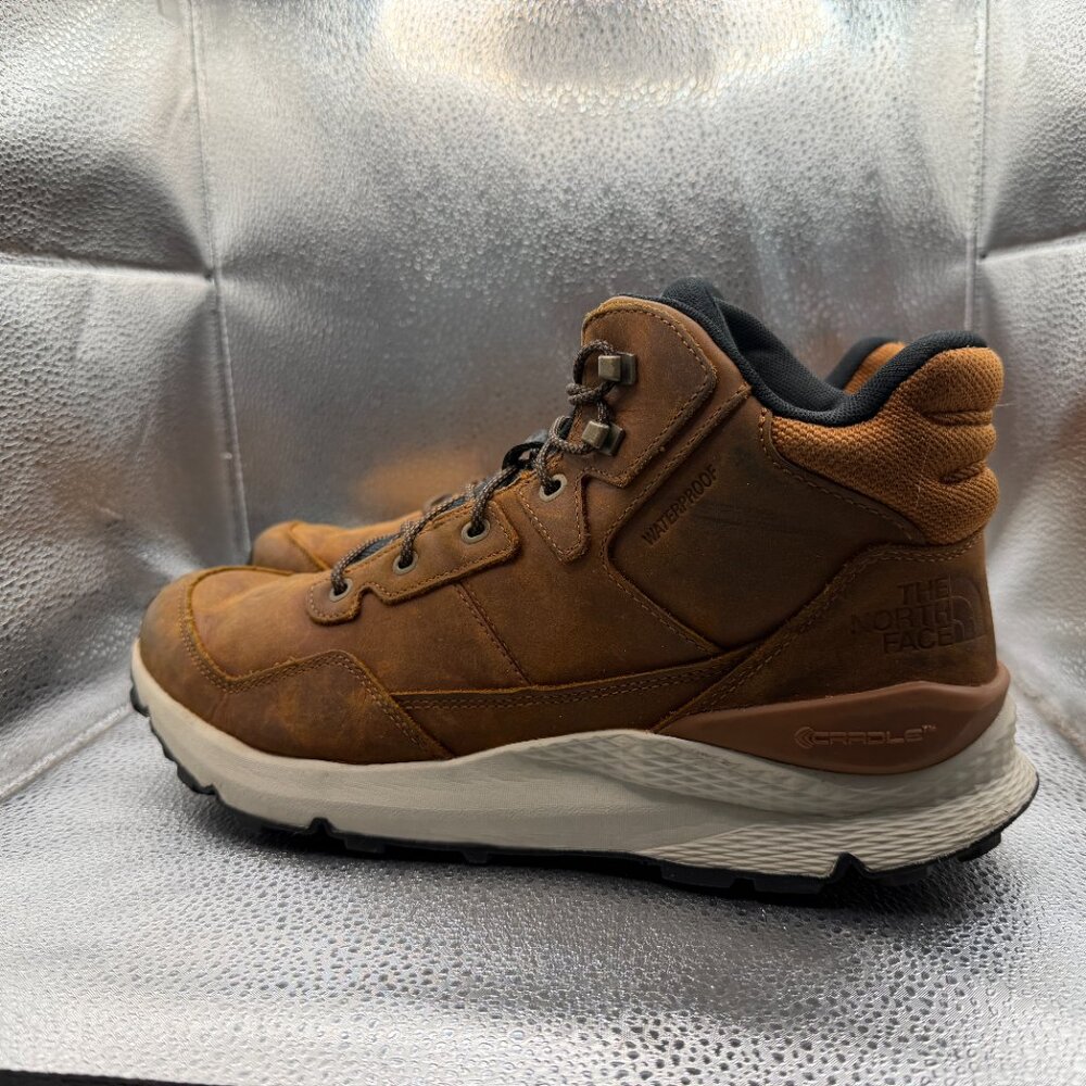 Size 12 The North‎ Face Vals II Mid Brown Mens Leather Waterproof Hiking Boots - Picture 7 of 10